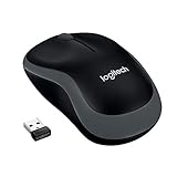 Logitech M185 Kabellose Maus, 2.4 GHz Verbindung via Nano-USB-Empfänger, 1000 DPI Optischer Sensor, 12-Monate Akkulaufzeit, Für Links- und Rechtshänder, PC/Mac - Grau, Englische Verpackung