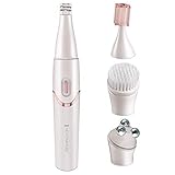 Remington Gesichtspflege Kit smooth&silky EP7070, Gesichtsepilierer, Gesichtsreinigungsbürste, Massageroller, Trimmer, batteriebetrieben, perlmuttfarbenes weiss/rosé
