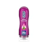 Durex Gleitgel 2-in-1 Massage Aloe Vera – Wasserbasiertes Gleitmittel mit pflegenden Aloeveraextrakten für sinnliche Liebesmassagen – 1 x 200 ml im Spender