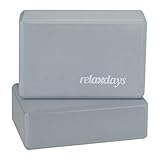 Relaxdays Yogablock im 2er Set, Yoga-Klötze für Yoga-Übungen, Hartschaum, rutschfest, Yoga-Würfel HBT: 8x23x15 cm, grau