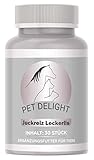 Pet Delight Juckreiz Leckerlis - Hochdosiert Vitamin Leckerli bei Hautproblemen von Haustiere, DIE Nahrungsergänzung zur Hautpflege für Katze, Hund - Anti Milben, Läuse, Flöhe, Floh - Presslinge 15g