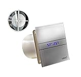 Ventilator / Lüfter / CATA E 100 GTH / INKL RÜCKSCHLAGKLAPPE Rückschlagfolie Rückschlagventil / Timer / Nachlauf / Hydrostat / Feuchtesteuerung / LED Display / Glasfront / 115 m3/h / leise 31dB / 8W Kugellager / Dauerlauf EU Markenqualität