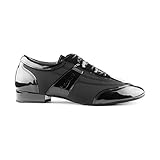 PortDance Herren Tanzschuhe PD024 Pro - Lack/Lycra Schwarz - Normalweite - 2 cm Standard [EUR 45]