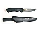 Morakniv Erwachsene Gürtelmesser Bushcraft Black SRT, Sandvik-Stahl, Teilsägezahnung, Gummigriff, Kunststoffscheide, Mehrfarbig, One Size