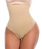 SLIMBELLE Bauch Weg Tanga Stark Formend Shapewear String Shaping Unterwäsche Figurformende Slip Hohe Taille Damen Beige 34 36