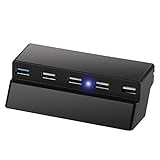 Thlevel 5 Port USB HUB für PS4 Slim, USB 3.0/ 2.0 Expansion Hub Ladegerät Ladestation Adapter Controller Connector Splitter Erweiterung für Playstation 4 Slim