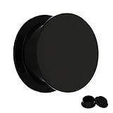 Treuheld® | 6mm Ohr Plug in Schwarz | Acryl/Kunststoff | Gewinde - Schraubverschluss | Classic Flesh Tunnel Plug | Hochwertig und Hautfreundlich