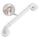 Haltegriff Rutschfest für Bad, WOOHSE Sicherheitsgriffe Griffstange aus Edelstahl & Nylon Badewannengriff für Badezimmer Dusche Handgriff Weiß Wannengriff für Senioren und Kinder 44cm x Ø 35mm