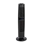 Klarstein Twister - Turmventilator, 45 Watt, Luftdurchsatz: bis zu 343 m³/h, 80° automatische / 360° manuelle Oszillation, Timer, 3 Windstufen, 4 Windarten: Normal, Natur, Schlaf, Bedienfeld, schwarz