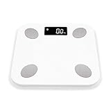 BINGFANG-W Discs Waage Personenwaage, Bluetooth Waage, Bodenkörpergewicht Smart-Backlit Display-Skala, Körpergewicht Körperfett Wasser Muskelmasse, 180Kg, Weiss Abrasive