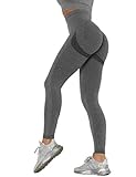 SHAPERIN Damen Kompressions Sport Leggings Hohe Taille Bauchweg Sporthose Blickdicht Anti-Cellulite Kompressionshose PO Push up Sports Tights Laufhose Fitnesshose für Yoga Workout Gym(#1 Grau,M)