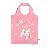 Sass & Belle Einkaufstasche mit Motiv Regenbogen-Einhorn-Regentropfen, faltbar