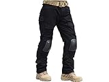 Herren Militär-Hose für Airsoft Paintball BDU Combat Gen2 Hose mit Knieschützern, Schwarz (XL)