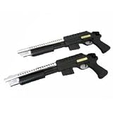 Nick and Ben Einsteiger Softair-Gewehr Pumpgun im 2er-Set Airsoft Shotgun Doppelpack Schüttmagazin Federdruck schwarz Silber unter 0,5 Joule ab 14 Jahre 6 mm