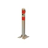 Certeo Absperrpfosten | klappbar | Höhe 81 cm | Verzinkt | Parkplatzpfosten Absperrung Parkplatzsperre Sperrpfosten Klapppfosten