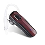 Bluetooth Headset, V4.1 Drahtlos Kopfhörer Bluetooth Ohrhörer mit Mikrofon, Rauschunterdrückung Funk-kopfhörer für LKW-Fahrer, Wireless Headset für iPhone Handys Hörmuschel (Red_HD)