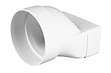 Adapter Übergangsstück rund/eckig, 55x110mm, Ø 100mm Flachkanal Abluftrohr Abluft Badlüfter, Awenta