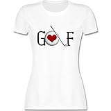 Golf - Golf Herz Schriftzug - S - Weiß - golfschläger Damen - L191 - Tailliertes Tshirt für Damen und Frauen T-Shirt