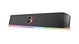 Trust Gaming GXT 619 Thorne Soundbar RGB beleuchtet, PC-Lautsprecher, Stereo-Lautsprecher mit Einstellbarer RGB-Beleuchtung, Stromversorgung über USB, 12 W, PC/Laptop