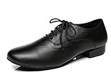 Minitoo – Herren JF250501 Tanzschuhe, bequem, Lateinamerikanische Tänze, Weiß / Leder, Schwarz - schwarz - Größe: 44 EU (10 UK)