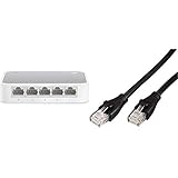 TP-Link TL-SF1005D 5-Port Fast Ethernet-/Netzwerk-/Lan Switch, weiß & Amazon Basics Ethernet-Netzwerkkabel, RJ45, Cat6, 3 m, 1.000Mbit/s