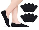 TUUHAW Sneaker Socken Damen Herren Füßlinge 10 Paar Footies Unsichtbare Kurze No Show Socken Großes Silikonpad Anti Rutsch Schwarz 35-38