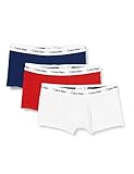 Calvin Klein Herren 3p Low Rise Trunk' Boxershorts, Mehrfarbig (998 White, Red Ginger, Pyro Blue), S