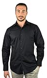 1stAmerican Stretch Herren Hemd aus Baumwolle mit Langen Ärmel - Regular fit schwarzen Hemd - Kent-Kragen Stretch Shirt