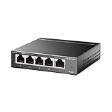 TP-Link Netzwerk-Switch, TL-SG105S, 5 Gigabit-Ethernet-Anschlüsse, Splitter, Hub, Desktop und Wandmontage, stabiles Metallgehäuse, ohne Lüfter, Plug-and-Play, energiesparend