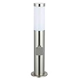 DBLV LED Stand-Außenleuchte mit 2 Steckdosen & LED Leuchtmittel - Wegeleuchte Edelstahl Außenlampe Hoflampe Gartenlampe Gartenleuchte Balkon Rasen [Energieklasse A+]