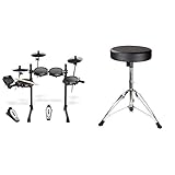 Alesis Turbo Mesh Kit- E Schlagzeug Elektronisch/7-teiliges E Drum Set mit Mesh-Heads, über 100 Sounds und 30 Play-Along-Tracks & RockJam verstellbare Trommel Stuhltrommel Stuhl mit gepolstertem Sitz