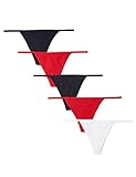 Amazon-Marke: Iris & Lilly Damen G-String mit Spitze, 5er-Pack, Mehrfarbig (Night Sky/ Scarlet Sage/ White), M, Label: M