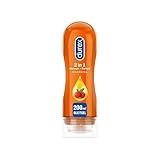 Durex Gleitgel 2-in-1 Massage Guarana – Wasserbasiertes Gleitmittel mit anregenden Guaranaextrakten für sinnliche Intimmassagen – 1 x 200 ml im Spender