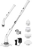 Homitt elektrische Reinigungsbürste, Spin Scrubber schnurlos, mit 4 Bürstenköpfe und Verlängerungsstange, Multifunctional Bürste Schrubben aufladbar, für Ecken, Badzimmer, Toilette, Fliesenreinigung