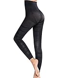 SLIMBELLE Shapewear Damen Hosen Lang Formende Leggings Shape Tights Massierende Miederhose Anti Cellulite Formleggings Hohe Taille Strumpfhosen Schwarz