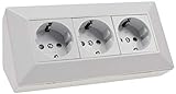 ChiliTec 3-fach Steckdose für Wand und Eckmontage 230V Mehrfach-Steckdose I Unterbau- & Aufbaumontage für Arbeitsplatte Küche Werkstatt Matt-Weiß