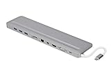 DIGITUS 12' Multiport Docking-Station - 11 Port USB-C Dock - HDMI mDP VGA, RJ45, 3x USB 3.0, Ladeport, Cardreader - Grau