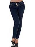 Diva-Jeans P142 Damen Jeans Hose Hüfthose Damenjeans Hüftjeans Röhrenjeans Röhrenhose Röhre, Blau, 38