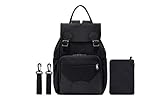 Vaivana Wickelrucksack CASUAL, klassische Babywickeltasche inkl. Windeltasche & Schlaufen, multifunktional, komfortabel, hochwertiger Babyrucksack (schwarz)