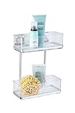 WENKO Vacuum-Loc® Wandregal 2 Etagen Quadro Edelstahl - Wandablage, Badregal, Edelstahl rostfrei, 25.5 x 32.5 x 14 cm, Glänzend