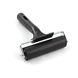 QWORK Andrückroller , Andrückrolle Gummi Roller für Linoldruck und Blockdruck Handwerk Kunst Stempeln , Schwarz , 10 cm