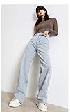 Jeans Pantalon Lässige Jeanshose Für Damen Hohe Taille Jeans Mit Weitem Bein Hoch Sofort Slims Relaxed Fit Gerades Bein Jean L Lightblue