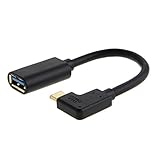 CableCreation Typ C auf USB 3.0 Adapter, 90 Grad USB C Stecker auf USB A Buchse OTG Kabeladapter, Kompatibel mit MacBook Pro, Samsung Note 8, Dell XPS 15 usw, 15cm / Schwarz