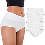 Wingslove 3er Pack Damen Baumwolle Unterhosen High Waist Taillenslips Schlüpfer Slips (Weiß,50)