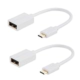 CableCreation USB OTG Kabel, [2-Stück] USB 2.0 auf Micro USB OTG Adapter, Kurz Adapter USB auf Micro USB für Samsung S7 S6 Edge S4 S3 Android oder andere Smartphone und Tablets, 15cm, Weiß