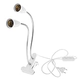 MagiDeal E27 Pflanzenlichter LED Wachsen Licht Lampen Bulbs mit Flexible Schreibtisch Clip Halter für Zimmer Pflanzen Blumen Doppelkopf Muster