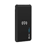 XLayer Powerbank Wireless Charger 2Way 10.000mAh, Externer Akku für kabelloses Laden und Aufladen für Smartphone und Tablet, Schwarz