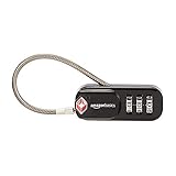 Amazon Basics – Kabel-Zahlenschloss mit Haken, TSA-genehmigt, 3-stellig, 2 Stück, schwarz