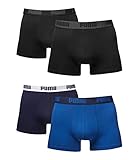 Puma Herren Boxer Basic Unterhosen 4er Pack in verschiedenen Farben 521015001 (black (230)/true blue (420), L)