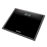 SALTER digitale Personenwaage, Kompakt, Gehärtetes Glas, Imperiale und metrische Einheiten, Leicht lesbares Display, Präzisionswaage, Step on Funktion, schwarz